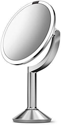 Simplehuman st3024 20cm Sensor Mirror Trio com brilho de controle de toque, espelho de ampliação de maquiagem iluminada,