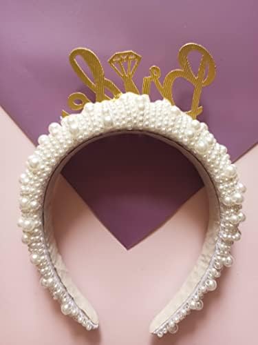 1 PCS Faux Pearl Bride Beadband, Bachelorette Tiara Pearls Crown for Bridal Chused Wedding, noiva para ser presente