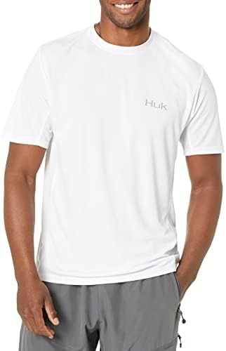 Icon Huk Mens x Camisa de Manga Curta | Pesca com camisa de proteção solar, branca, xx-grande nos EUA
