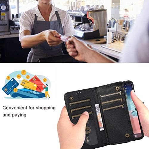 Casos de carteira Samsung S10e para gabinete feminina com suporte de carteira com zíper para carteira com cinta stap stand telefone