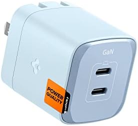 Spigen Gan III 452 45W 2 portas compactas compacto duplo USB C Carregador de parede PD PPS Adaptador de bloqueio de carregamento