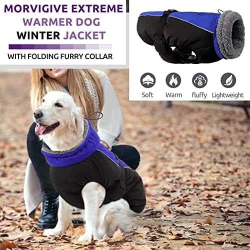 Morvigive Windsproof Gurtleneck Winter Dog Casat, jaqueta de cachorro de forro espessada com fechamento de fivela