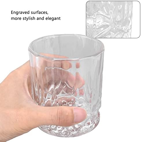 Topincn Whisky óculos alimentos Glass de vidro rochas de vidro de vidro de vidro superfícies gravadas leves Tumblers antiquados para bebidas de bourbon e bebidas de coquetel 300ml