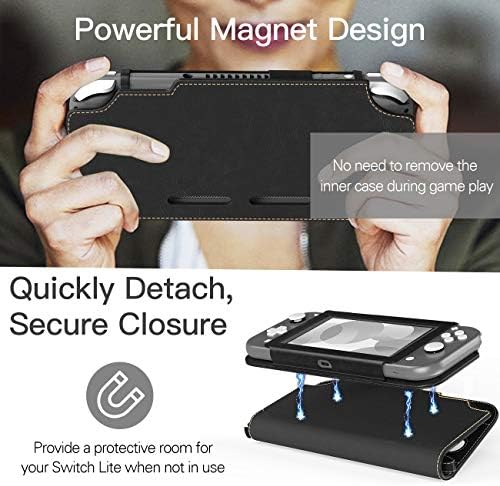Capa Timovo para Nintendo Switch Lite Case, slim PU couro de proteção da caixa de proteção com slots de cartão e