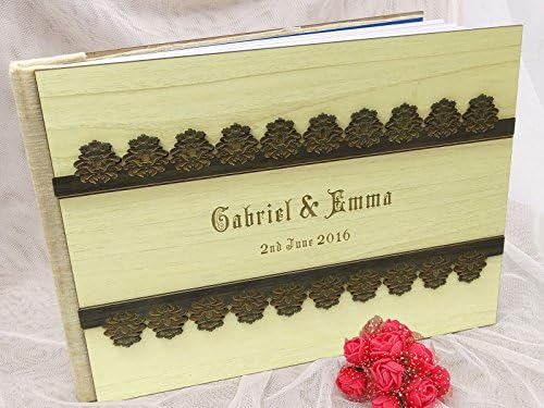 Darling Souvenir Wedding Wood Rustic Wood Gravado Conselho do Bride & Groom Livro de convidados personalizados Handmade - 50 páginas