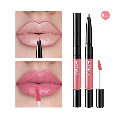 Guenzy Double Liquid Pen Stick Lip Lip Non Cup Lip Lip Gloss Batom 3ml Linha de esmalte Lip Lipsk Cask e Reveal Stain