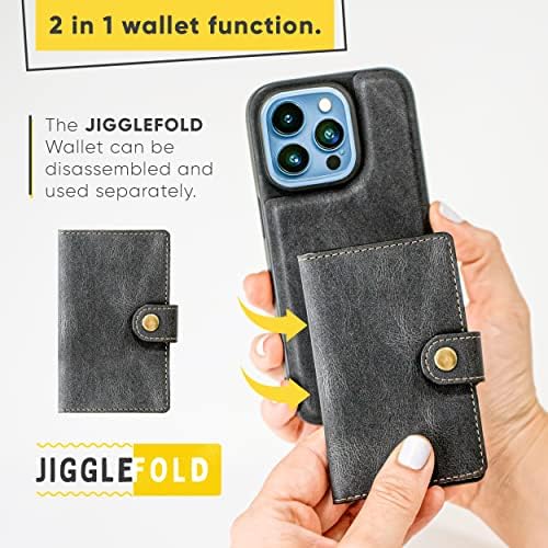 Caixa de telefone de couro premium de jigglefold com carteira destacável e suporte de cartão - disponível em tamanhos