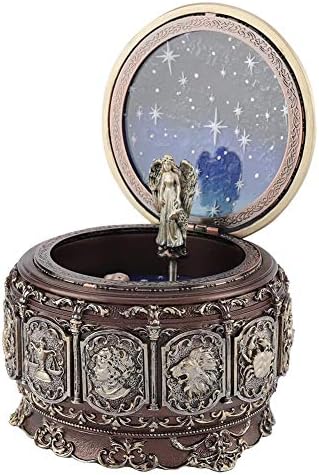 Caixa de música vintage Haofy com 12 constelações de deusa giratória de deusa cintilante LED LEV