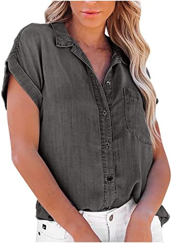 Camisa superior para mulheres de verão de etono de manga curta moda jeane jeans cowgirl modest lounge tee l3 l3