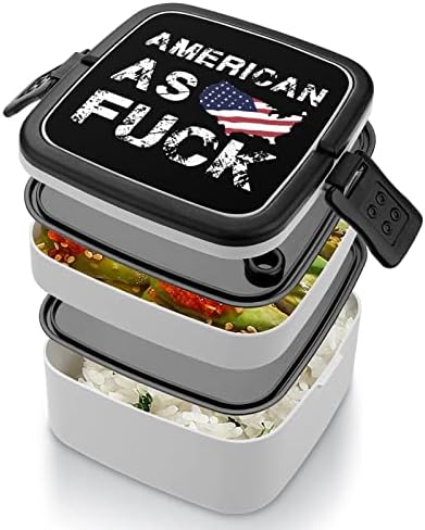 America Map Flag Dupla Camada Bento Box Box Recipiente de refeição para trabalho Offce Picnic