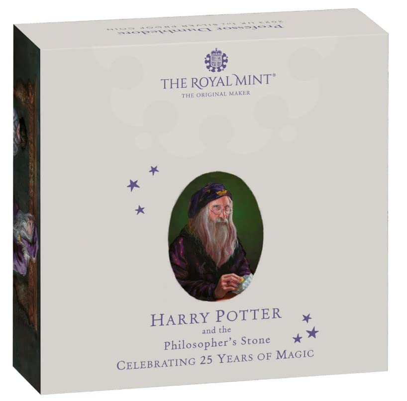 2023 De Harry Potter 25 anos Powercoin Albus Dumbledore Harry Potter 1 oz Moeda de prata 2 libras Reino Unido 2023 Prova