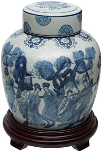 10 Ladies Blue & White Porcelain Ginger Jar