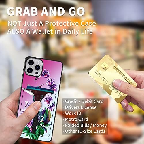 Jycuhtcl para iPhone 14 Pro Max Wallet Case com titular de cartão Hummingbird Girl Design Case para iPhone 14 Pro Max Case Wallet