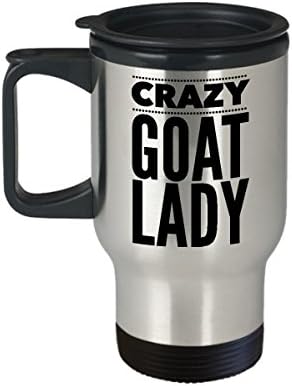 Caneca de Goat Lady - Lady Crazy Goat - Caneca de viagem de cabra - Presente de amante de animais engraçado