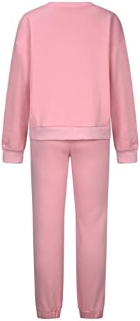 Anoo Pink Casual Outerwear Conjuntos para Ladies Sun Graphic 2 peças Pernas retas Calças básicas Roupas de moletom
