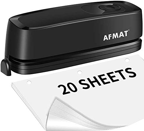 Afmat Electric Três orifícios Puncos pesados, capacidade de punção de 20 folhas, perfurador de papel CA ou de bateria