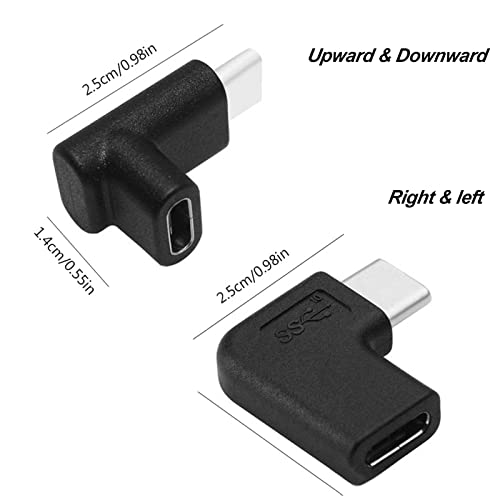 Adaptador Clavoop USB C 90 graus, ângulo reto USB tipo C 3.1 Male para fêmea Fast Charge Data Transfer Adapt