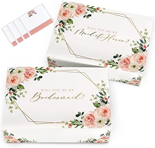Caixas de proposta de dama de honra com adesivos 5pcs | 1 Maid of Honor Box, 4 caixas de dama de honra, caixa de presente