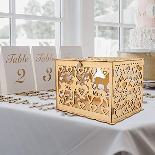 Caixa de casamento de decoração de casamento de casamentos de nuobestim com trava e slot caixa de presente de caixa de madeira