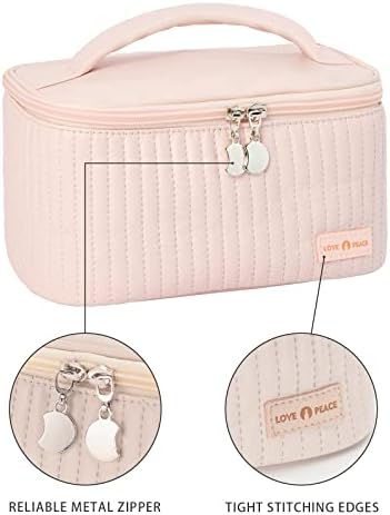 Cutestereet Big Cosmetic Bag com zíper para maquiagem de textura cremosa Bolsa Tolietry para mulheres meninas rosa