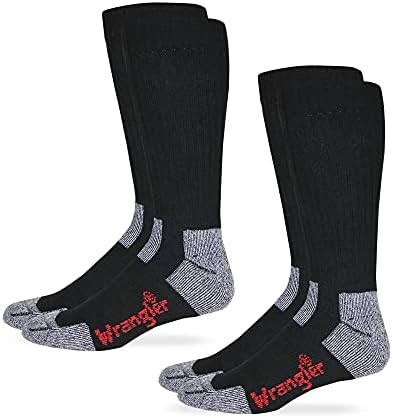 Wrangler Men's Aço Toe Boot Crew Socks 2 Par, Tamanho do sapato: 12-16
