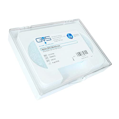 GVS Life Sciences 1213791 Discos de filtros de membrana de nylon, tamanho de poro de 0,80 mícrons, diâmetro de 90 mm