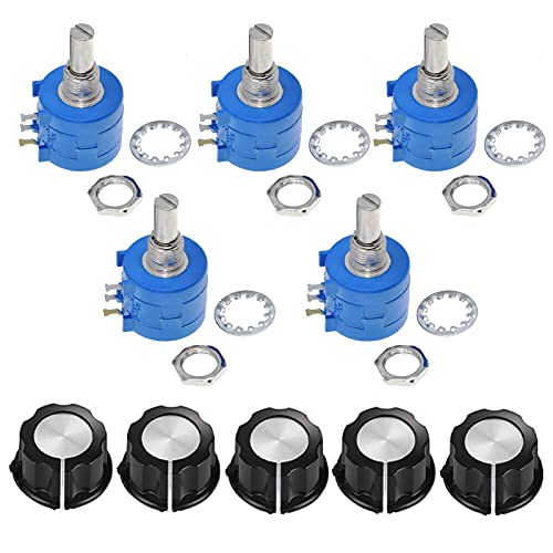 MOLENCE 5PCS 3590S POTENTIOMÉMO, MULTILHAÇÃO DE FERRA DE FERRA MULTILIGADA Resistor ajustável com tampa do botão