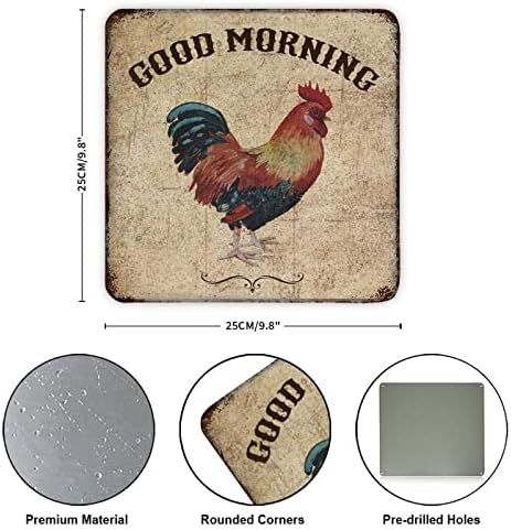 Placa de galo de galinha de metal vintage de metal e sinal de galinha de frango bom dia poster metal poster retro porta placa placa