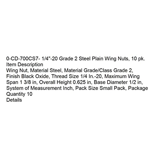 Para você-0-CD-700CS7-1/4 -20 Grade 2 aço de asa lisa Astas, 10 PK.