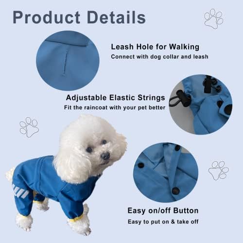 Capas de chuva de cachorro impermeável com capuz para cachorros pequenos cães médios, jaqueta de casaco de chuva