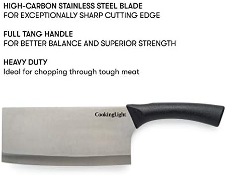 Cozinhamento de carne de cuteira de carne pesada leve, alça multiuso, alça ergonômica, faca de açougueiro, lâmina de aço inoxidável de alto carbono, 7 polegadas, preto