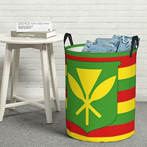 Kanaka Maoli Bandeira Tester cesto circular cesto dobrável para cesto de banheiro no quarto