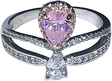 2023 Requintado de diamantes rosa de zircão definido para mulheres de jóias de jóias de noivado anel de jóias tocam
