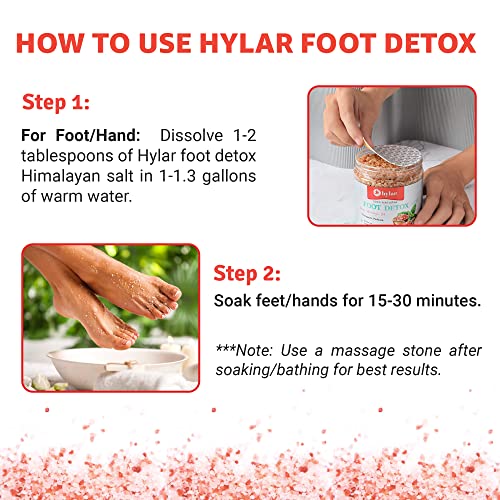 Hylar Himalayan Rosa Salt Foot Detox Soak - Saltos de spa de pé - Sais de banho de pé - Remoção de impureza, dor e alívio do estresse - 19 oz