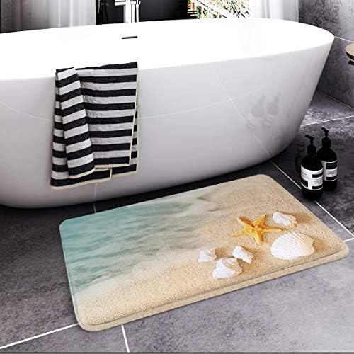 Britimes Bath tapetes para banheiro, tapetes de banheiro sem silp, praia estrela do mar de casca lavável tampa lavável tapete de