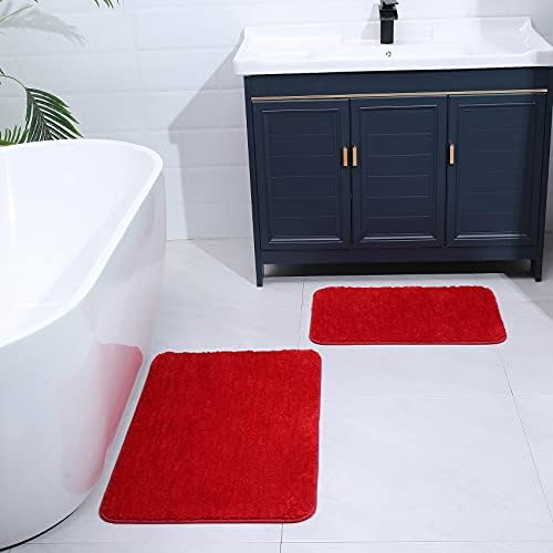 Dshxl 2 peças tapetes e tapetes de banheiro, tapetes de banho macios para banheiro com backing sem deslizamento, microfibra
