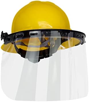 Malta Dynamics feita em nós, lasco amarelo de aba completa com viseira e escudo de rosto ajustáveis, compatível com OSHA/ANSI