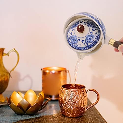 Fabricante de chá de porcelana de bule de cerâmica: bule com alça lateral de 360 ​​graus de rotação fu dot