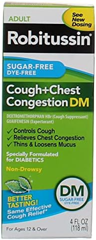 Robitussin adulto tosse + congestionamento de tórax DM Líquido sem açúcar - 4 oz