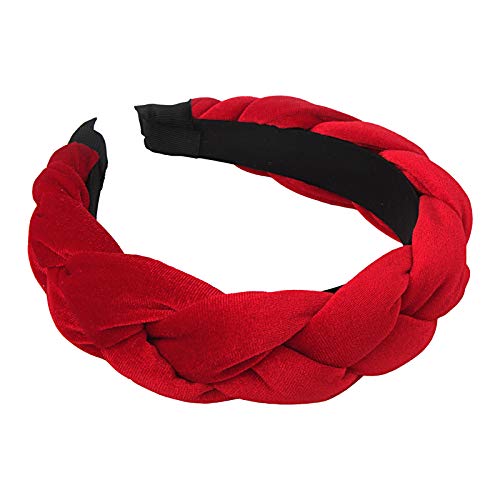 Rinvee Bandas de cabeça para mulheres Velvet trançado as faixas da moda Fashion Hairban Criss Cross Hair Accessories, Red
