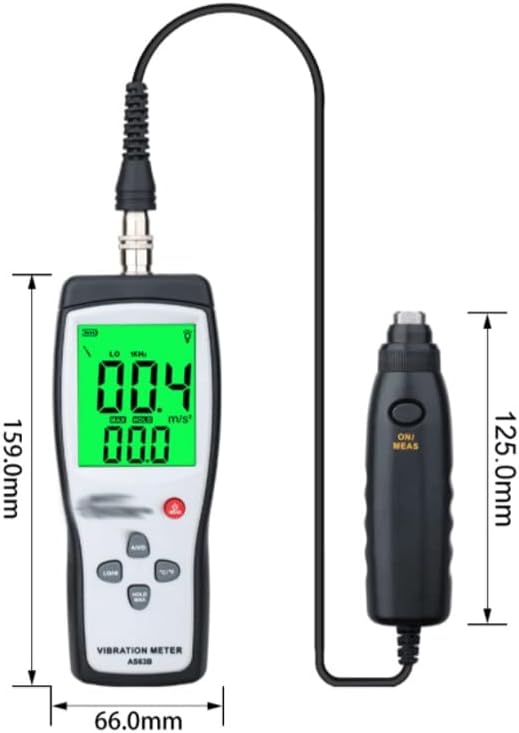 Quanjj Medidor de vibração digital 10Hz ~ 1kHz 0,1 ~ 199,9m/s Precision Smart Sensor AS63B Medidor de vibração Testador