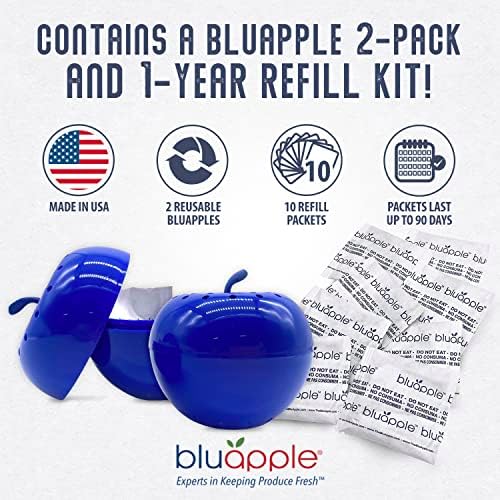 Bluapple Classic Produce pacote de 15 meses, protetor de produtos frescos de produtos frescos, absorvedor de gás de etileno, extensor