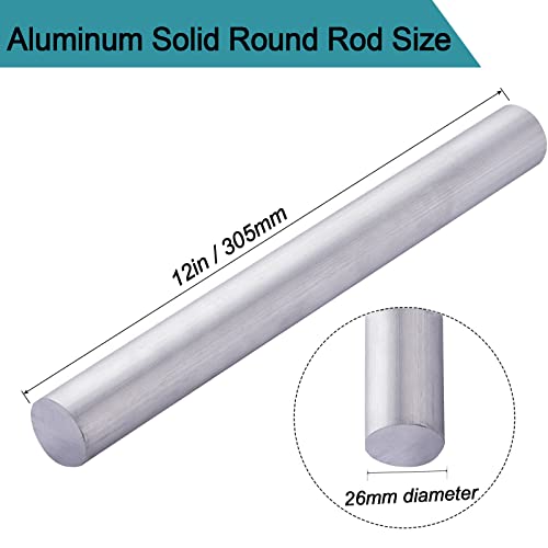 1 alumínio 6061 haste redonda 12 de comprimento, 1 Diâmetro T6511 New Torno da barra de torno