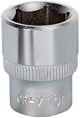 Sealey S3815 Socket Walldrive, Drive quadrado de 3/8 , 15mm, prata