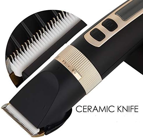 Cabelo Cabelo Cabelo Profissional Clipper Recarregável Kit de corte de cabelo de apartamento de barba com lâmina de cerâmica LCD Display,