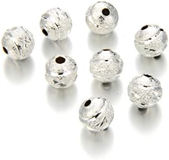 50pcs 8mm Padrão de flores Spacer redondo contas de prata esterlina Metal de latão para jóias Fazendo CF17-8