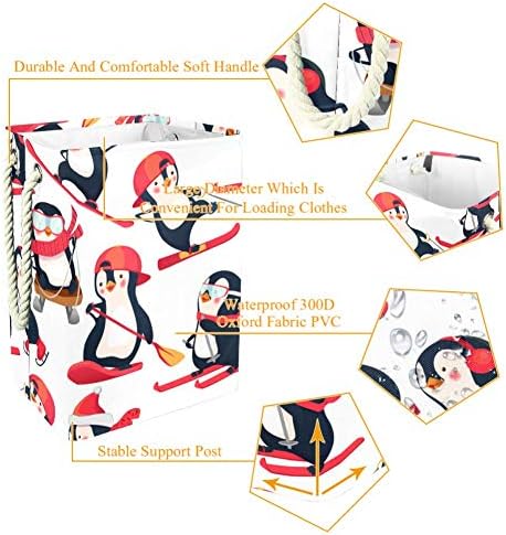 Padrão Indomer com pinguins 300D Oxford PVC Roupas impermeáveis ​​cestas de roupas grandes para cobertores Toys de roupas