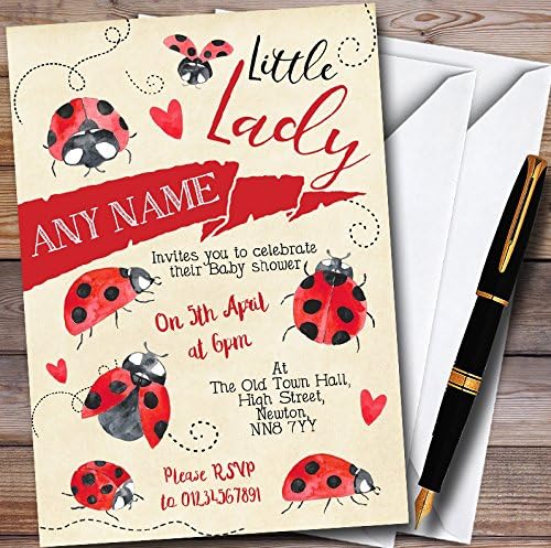 Vinatge Ladybird personalizado convites do chá de bebê