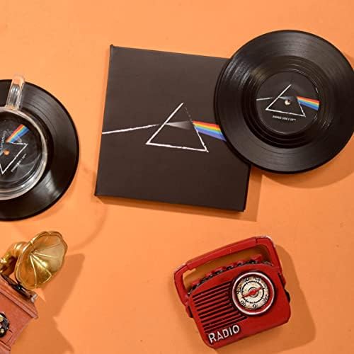 Mini Vinil Record Coasters - Conjunto de 2 montanhas -russas legais com decorações de capa de álbum projetadas - Presente