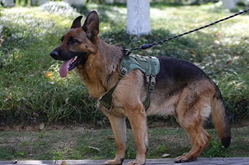 Vivi Bear Tactical Dog Arnness com alça, colete molle de cachorro com 6x fivela, gancho e painel de loop, sem treinamento de arnês